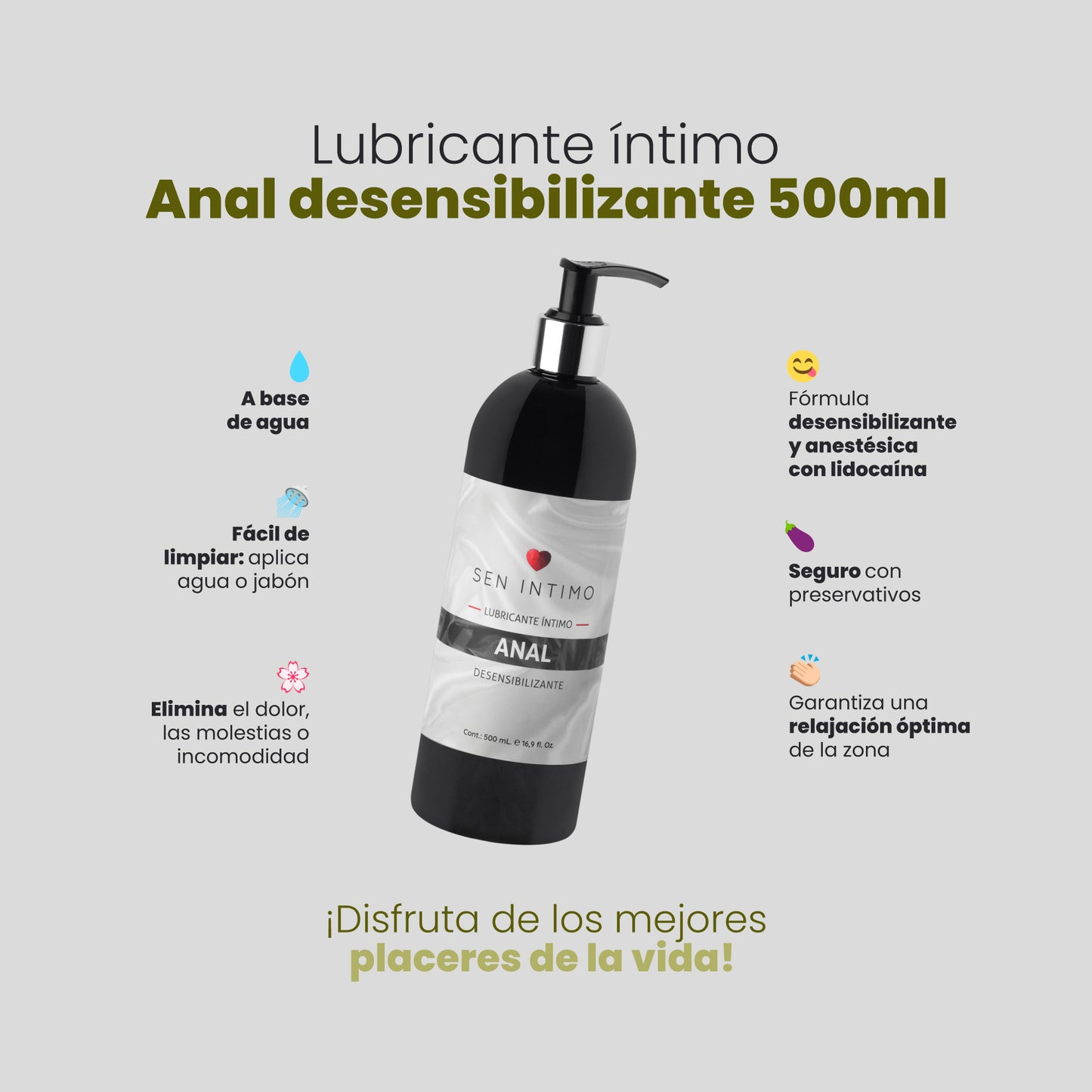 Lubricante Anal Desensibilizante 500ml - Sen Íntimo
