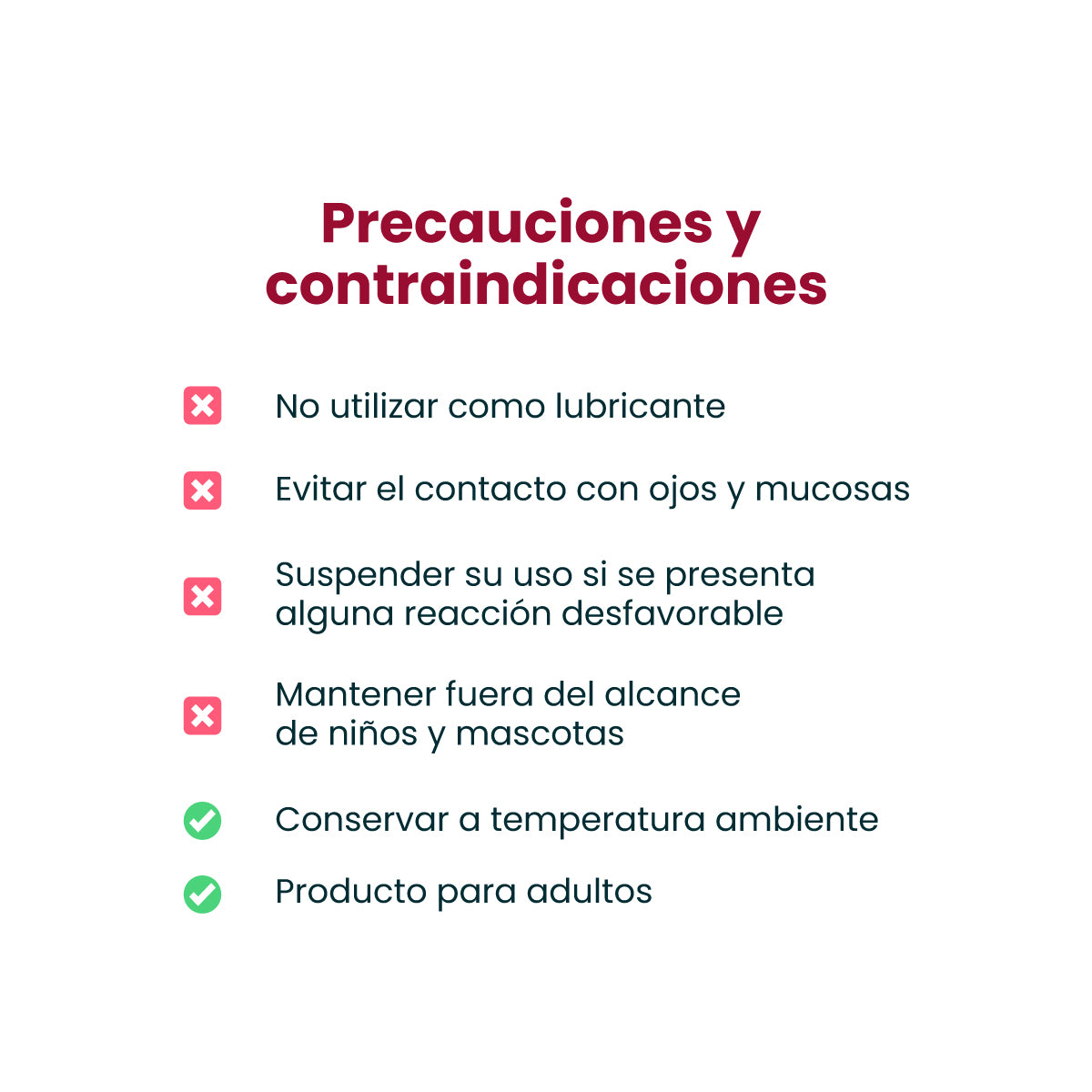 Precauciones y contraindicaciones del aceite sensual para masajes Sen Íntimo