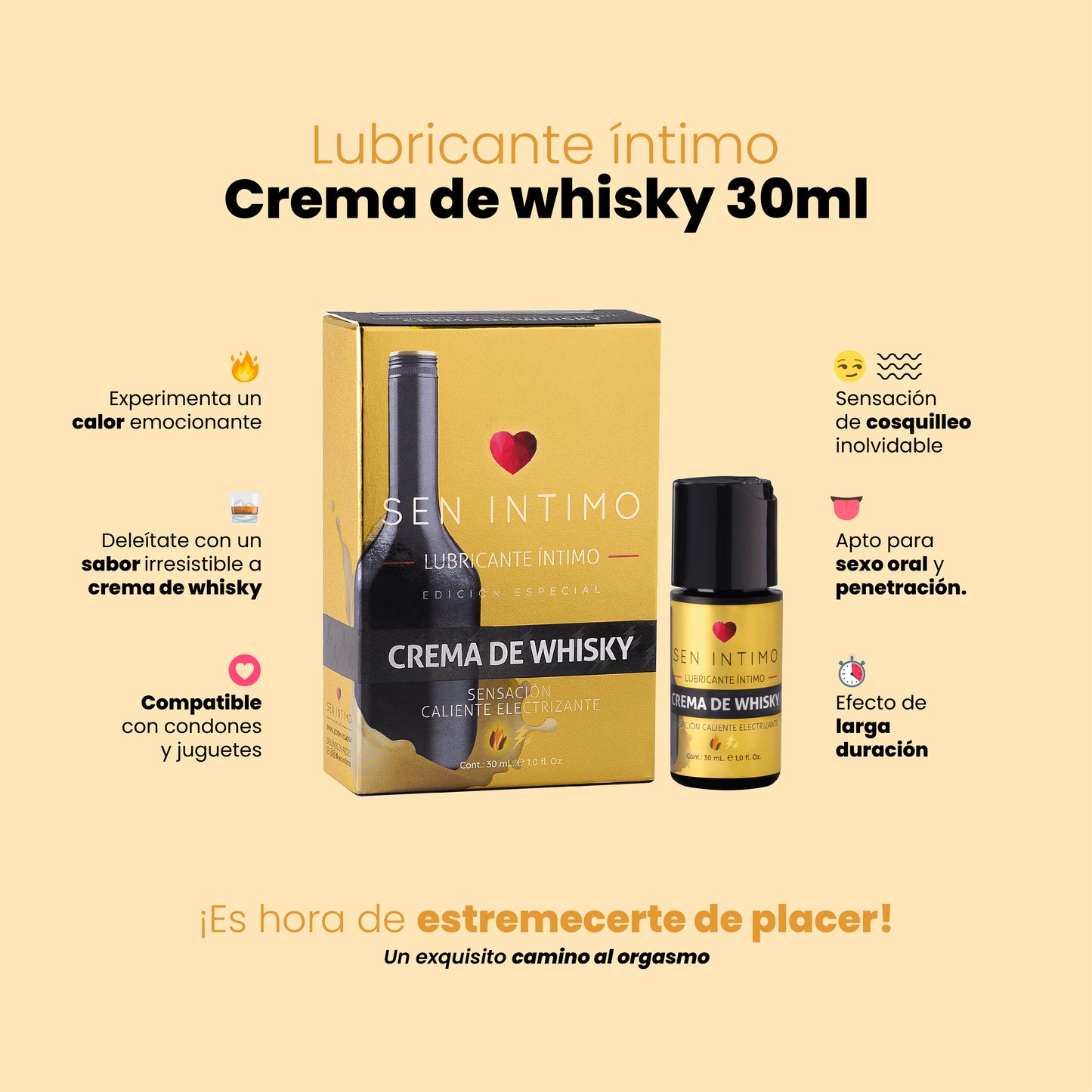 Lubricante Íntimo Crema de Whisky Electrizante 30ml - Sen Íntimo