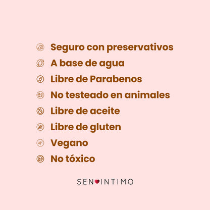 Lubricante íntimo sabor tropical Sen Íntimo 30ml - infografía características y usos

