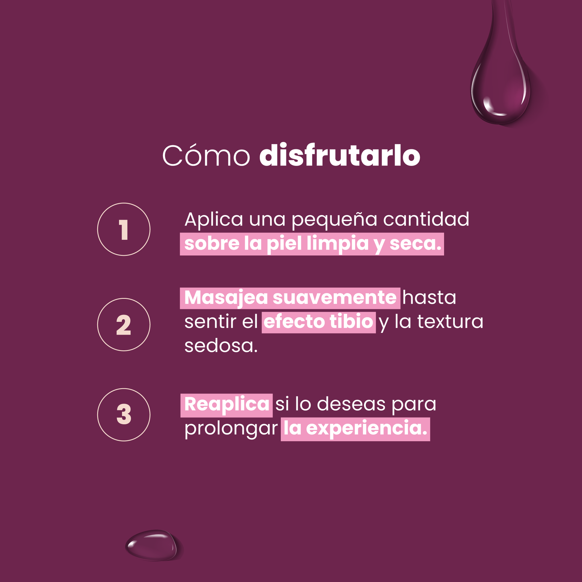 Aceite para masajes Sensual Warming Love Sen Íntimo - cómo disfrutarlo 3 pasos modo de uso efecto tibio