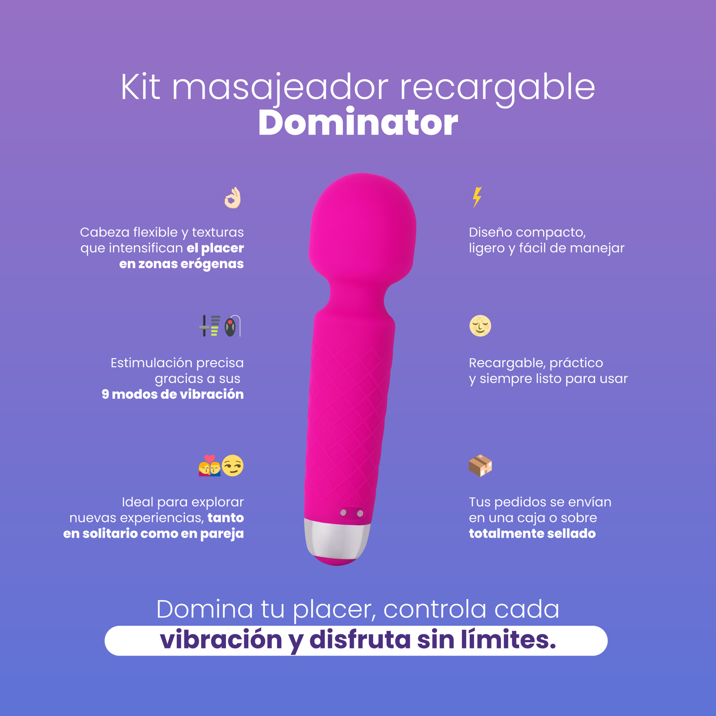 Kit Masajeador Dominator | 9 Modos de Vibración - Sen Íntimo