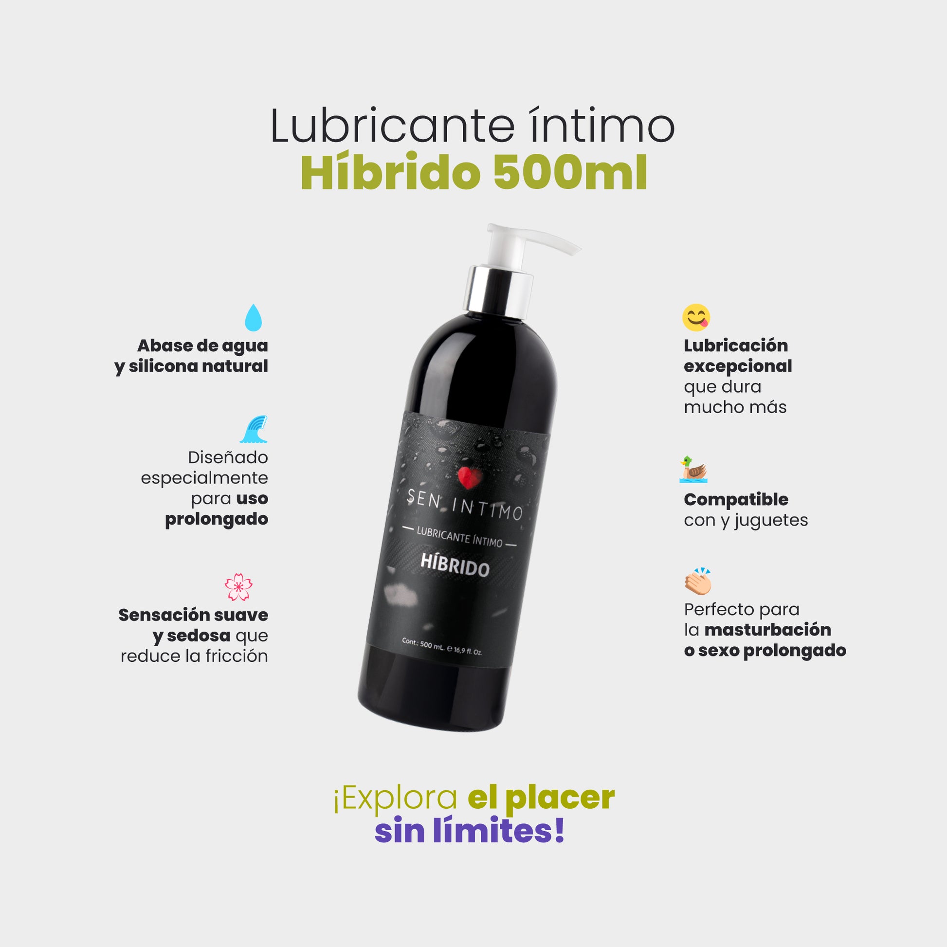 Lubricante Íntimo Híbrido 500ml para modelos webcam - Sen Íntimo