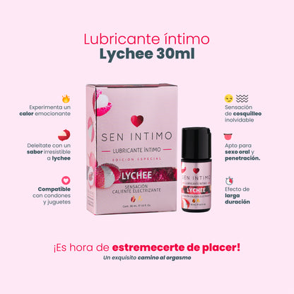 Características lubricante lychee vegano libre parabenos - Sen Íntimo