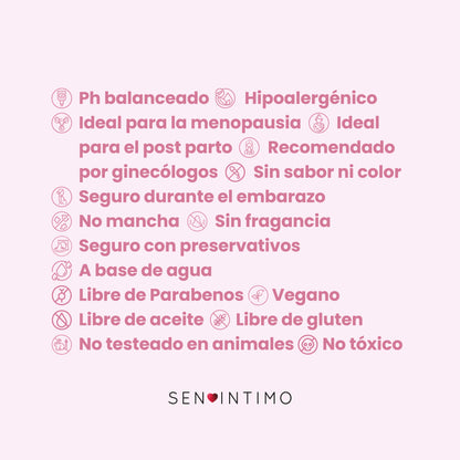 Lubricante Íntimo Neutro Sen Íntimo - pH balanceado hipoalergénico vegano libre de parabenos menopausia postparto