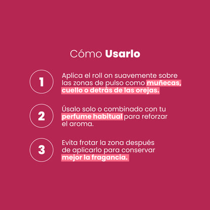 Perfume Attract Concentrado Roll on Sen Íntimo - modo de uso 3 pasos zonas de pulso