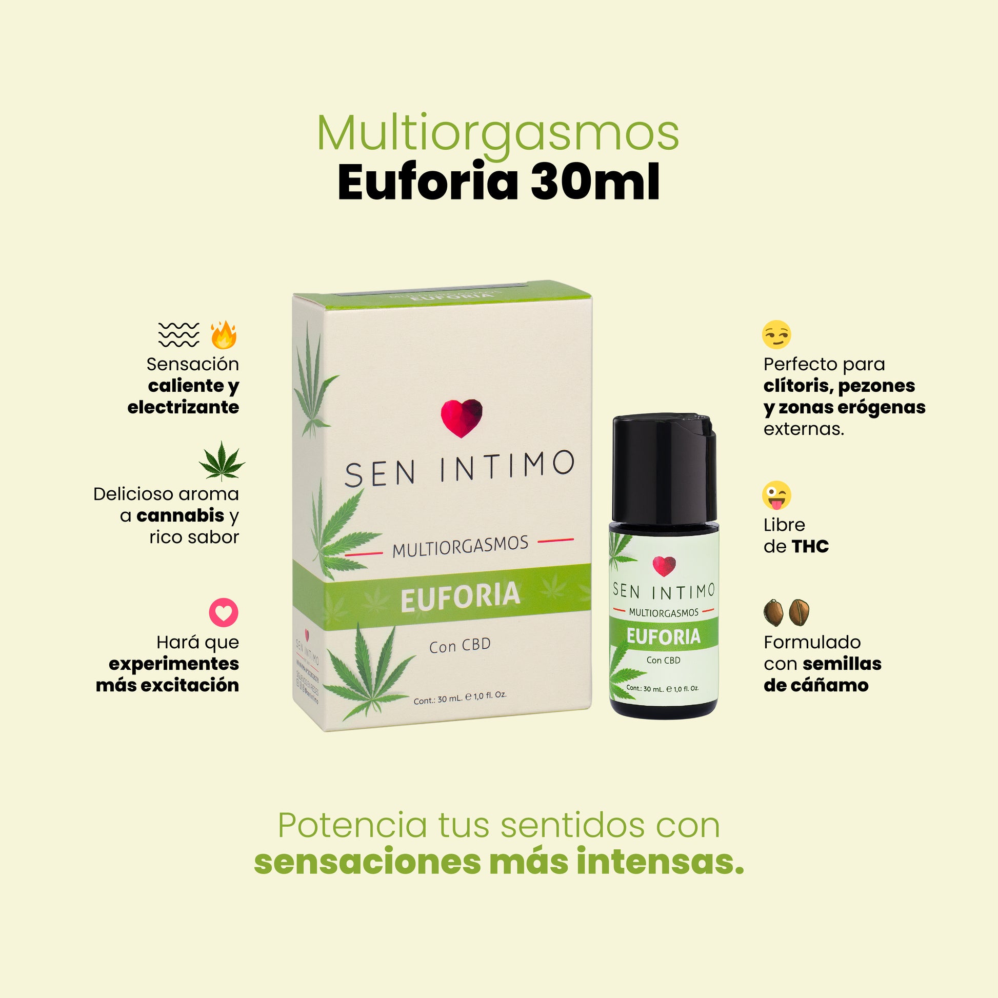 Multiorgasmos Euforia Sen Íntimo - lubricante íntimo estimulante con CBD
