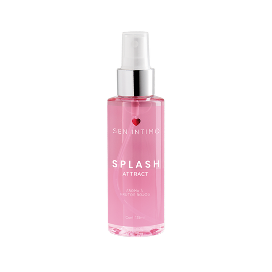 Splash Attract 125ml Sen Íntimo - frasco spray rosa tapa plateada fondo blanco presentación frontal