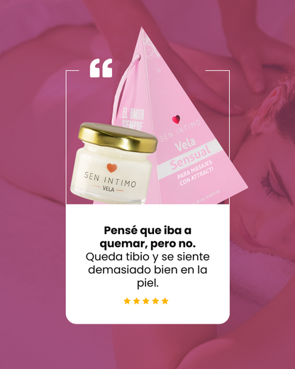 Vela Sensual para Masajes Sen Íntimo - testimonio 5 estrellas queda tibio se siente bien en la piel